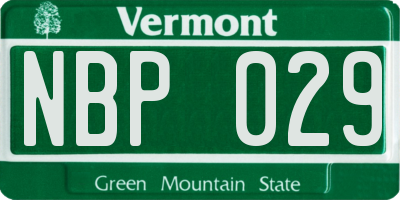 VT license plate NBP029