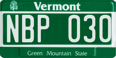 VT license plate NBP030