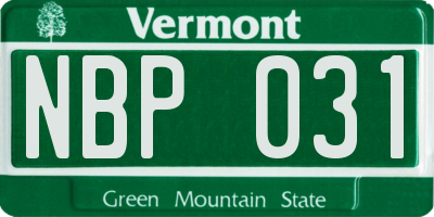 VT license plate NBP031