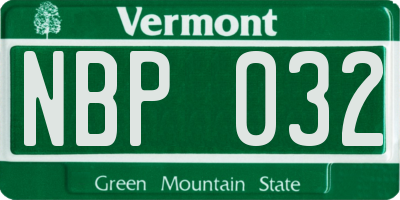 VT license plate NBP032
