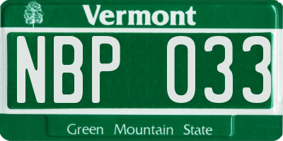 VT license plate NBP033