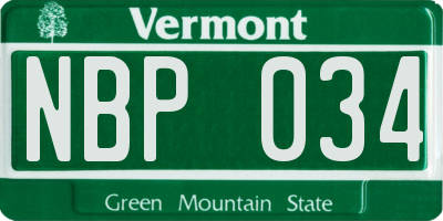 VT license plate NBP034