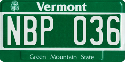 VT license plate NBP036