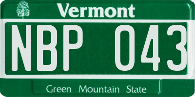 VT license plate NBP043