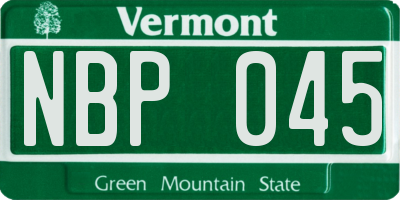 VT license plate NBP045