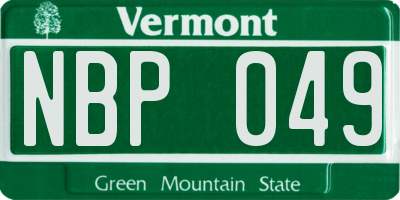 VT license plate NBP049