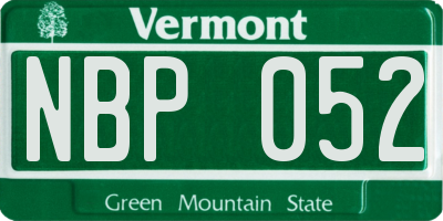 VT license plate NBP052