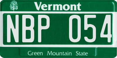 VT license plate NBP054