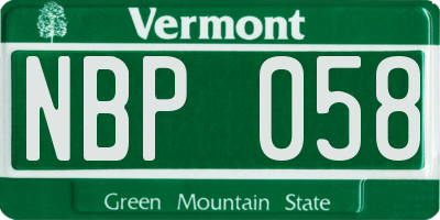 VT license plate NBP058