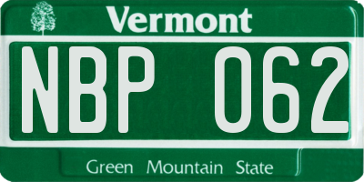VT license plate NBP062