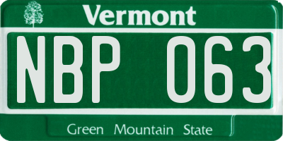 VT license plate NBP063