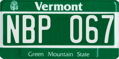 VT license plate NBP067