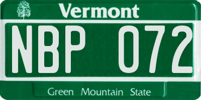 VT license plate NBP072