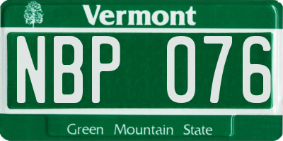 VT license plate NBP076