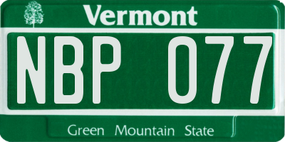 VT license plate NBP077