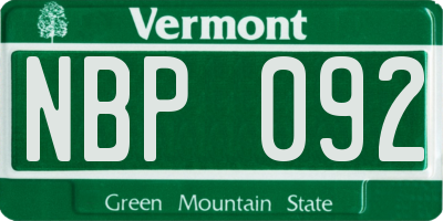 VT license plate NBP092