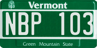 VT license plate NBP103