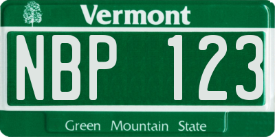 VT license plate NBP123