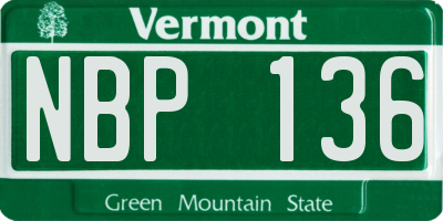 VT license plate NBP136