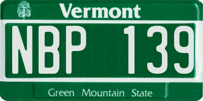 VT license plate NBP139