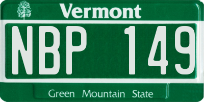 VT license plate NBP149