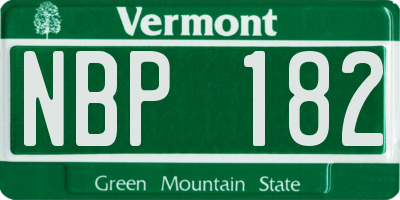VT license plate NBP182