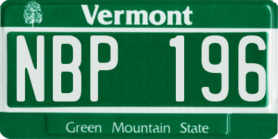 VT license plate NBP196