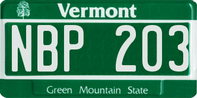 VT license plate NBP203