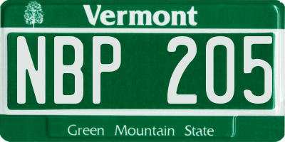 VT license plate NBP205
