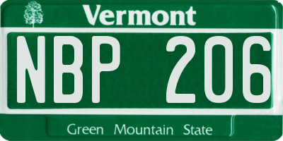 VT license plate NBP206