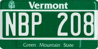 VT license plate NBP208