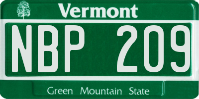 VT license plate NBP209