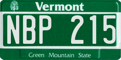 VT license plate NBP215