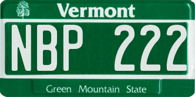 VT license plate NBP222