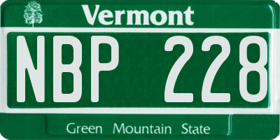 VT license plate NBP228