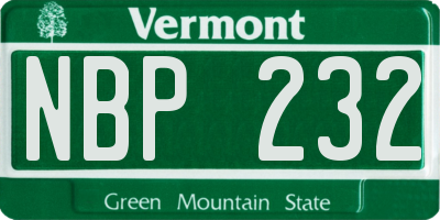VT license plate NBP232