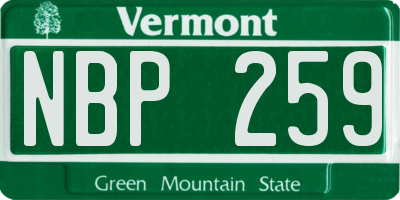 VT license plate NBP259