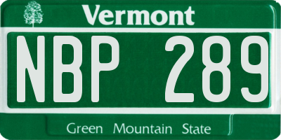 VT license plate NBP289