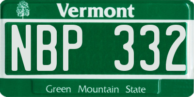 VT license plate NBP332