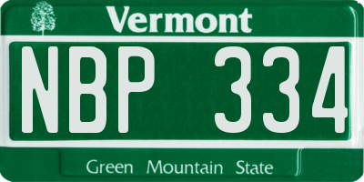 VT license plate NBP334