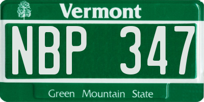 VT license plate NBP347