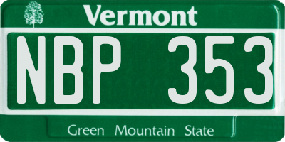 VT license plate NBP353