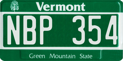 VT license plate NBP354
