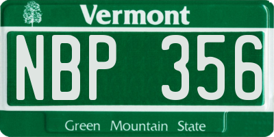 VT license plate NBP356