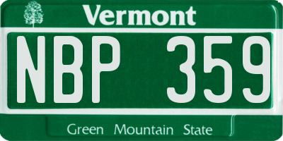 VT license plate NBP359