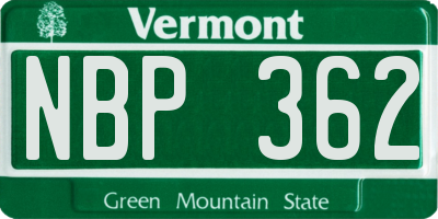 VT license plate NBP362