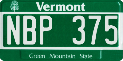 VT license plate NBP375