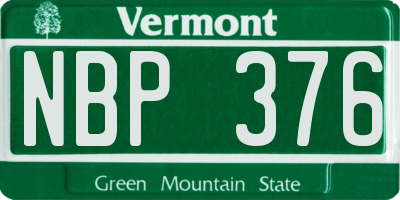 VT license plate NBP376