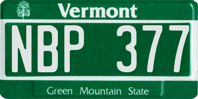 VT license plate NBP377