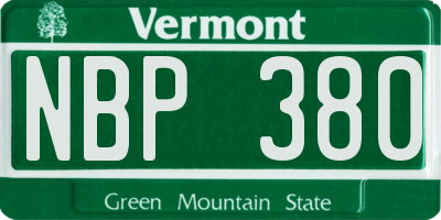 VT license plate NBP380